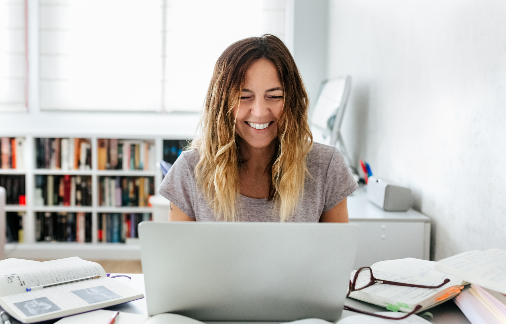 Novels writer woman working at home