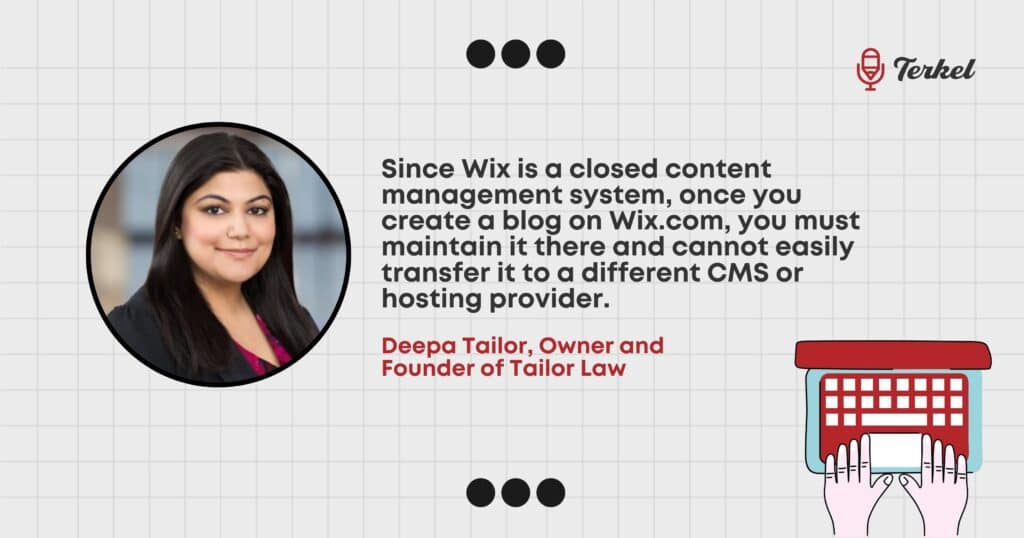 Deepa Tailor do bloggers use wix