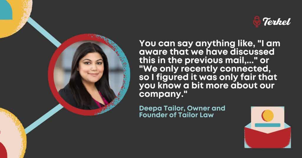 Deepa Tailor email follow up best practices