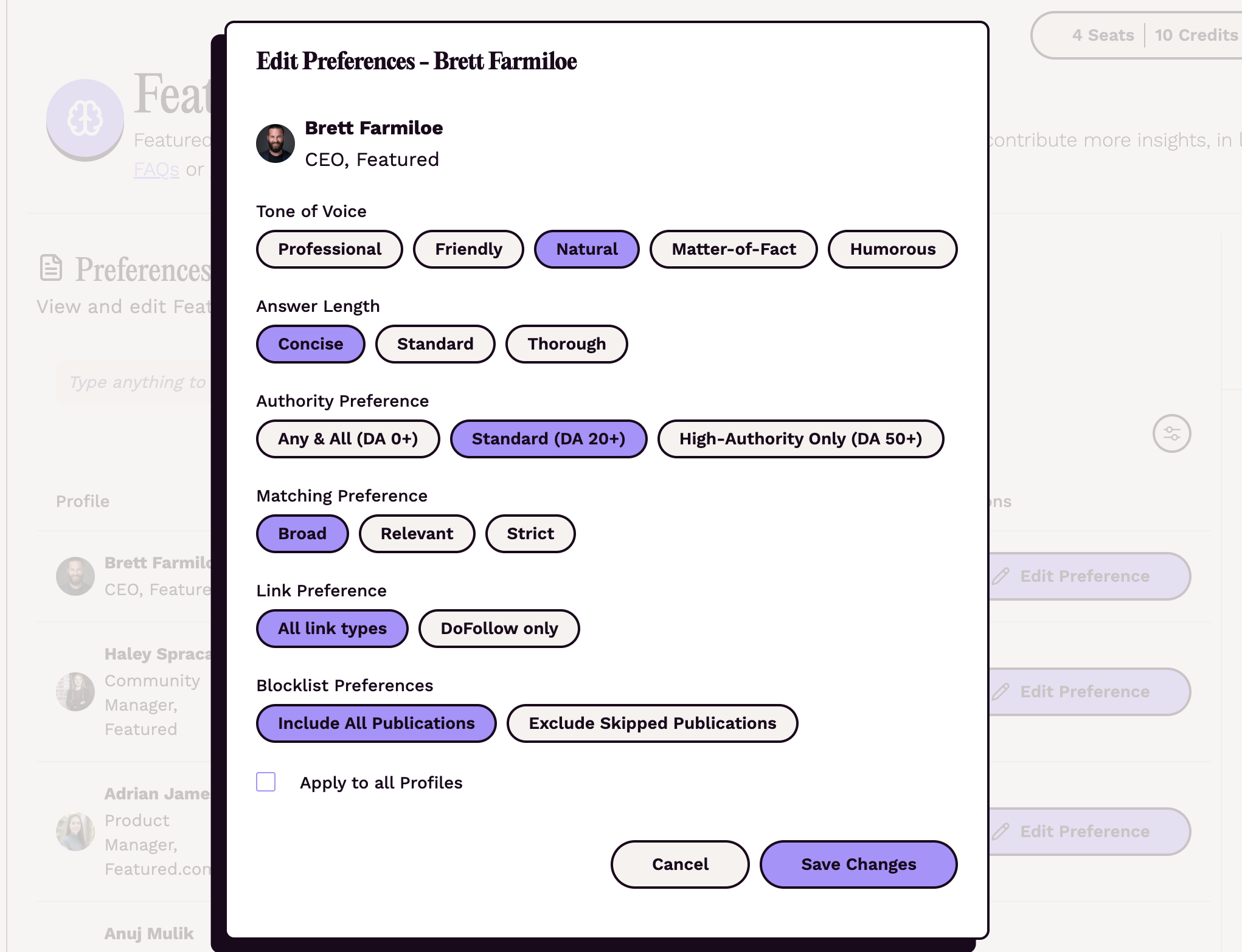 Featured AI Preferences